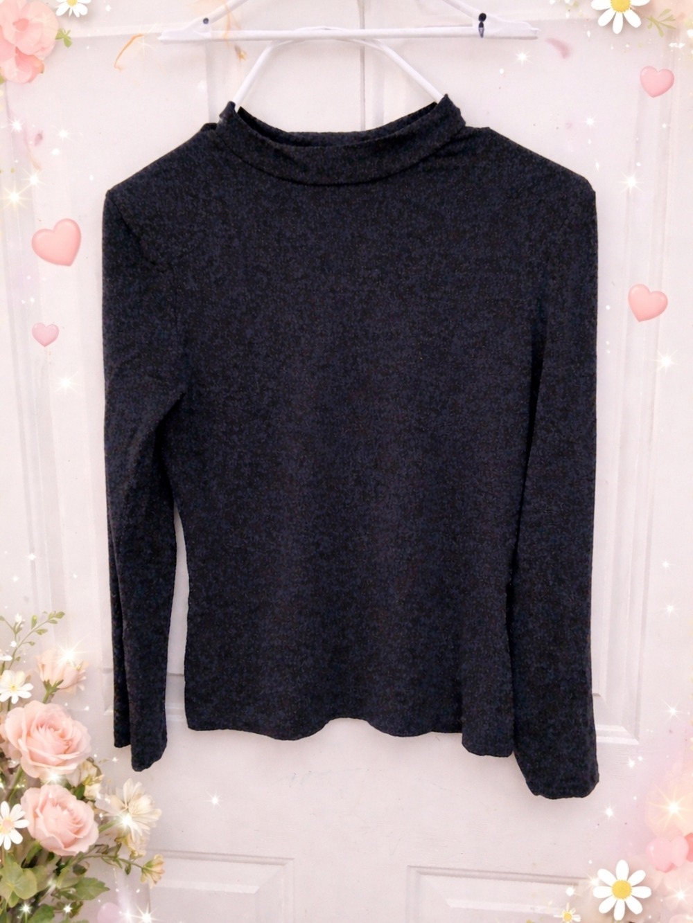 Splash Black Long Sleeve Mock Neck Tee Size XL